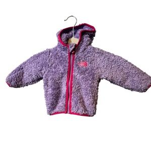 The North Face Infant Fuzzy Fleece Hooded Jacket Purple Pink Full-Zip 3-6 Months